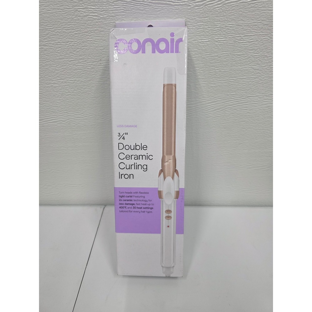 Conair Double Ceramic 3/4 Curling Iron Rose Gold White CD700 30 Heat Settings